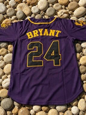 Purple & Gold #24 Kobe Bryant LEGEND mamba baseball jersey $125 🔥🔥🔥